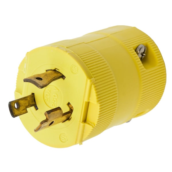 Hubbell Wiring Device-Kellems Locking Plug, L6-20P, 20 A, 250V AC, Single Phase, 2 Pole, Screw Terminals, Yellow HBL2321VY - main